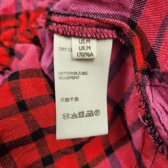 Free People Pacific Dawn Plaid Shirt Womens Size MED Drawstring Waist Snap Front - Picture 2 of 10